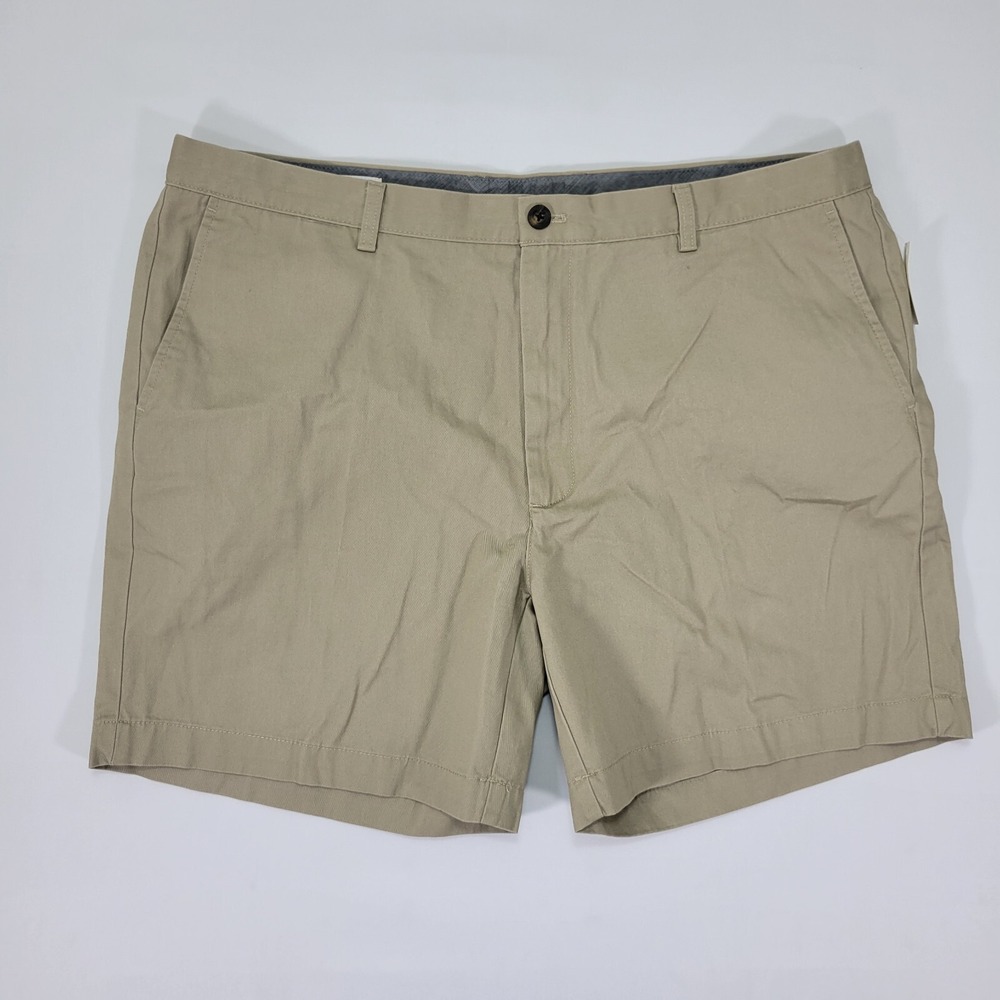 Amazon Essentials Men's Chino Shorts Flat front Brown Twill Size‎ 42 NEW